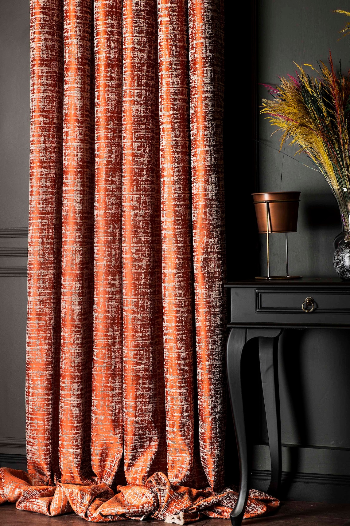 Orange Curtains Panelstriped Luxury Drape for Bedroom - Etsy