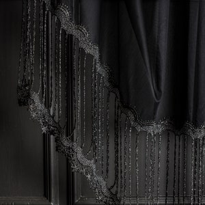 Embroidered Sheer Curtains, Black Curtains, Embroidered Tulle Curtains, Transparent Curtains, Luxury Curtains, Black Lace Window Panel