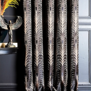 Brown Black Curtains for bedroom livingroom,Leaf patterned striped,luxury curtains,curtains panel,Custom drape,Blue Green Red Curtains