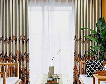 Curtains panel for bedroom livingroom striped patterned luxurry custom drape fabric gray gold blue