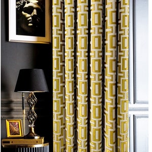 Luxury Gold Striped Patterned Drapes, Curtain Panel for Bedroom & Livingroom, Custom Size Curtains, Extra Long Curtain, 6 Color Options