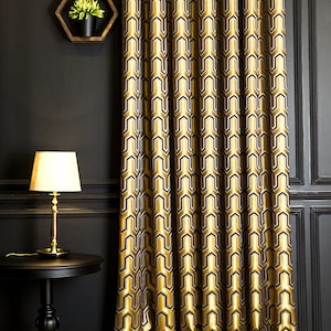 Luxury Gold Striped Curtains: Custom Fabric Panel Drape
