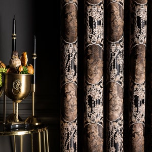 Black Curtains Panel Patterned and Striped Luxury Custom Drape for Livingroom and Bedroom