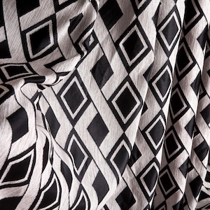 Luxury Black White Curtains,Custom Made Curtains,Curtains for Bedroom,Geometric Curtains,Boho Curtain,Drapes,Door Curtains,Jacquard Fabric