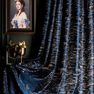 Navy Blue Bronz Black Gold Gray Curtains,Curtains Panel,Luxury Curtains for Bedroom &Livingroom Striped Patterned Fabric custom size drape