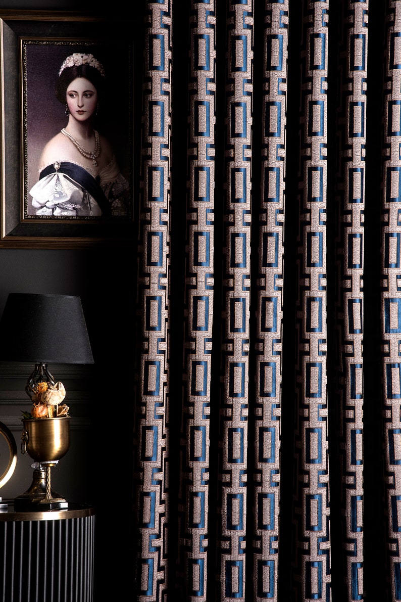 Curtain Panel for Bedroom&Livingroom,Luxury Striped Patterned Navy,Black,Grey,Gold,Ivory,Light Color Fabric,Custom Size Drape,Modern Home image 5