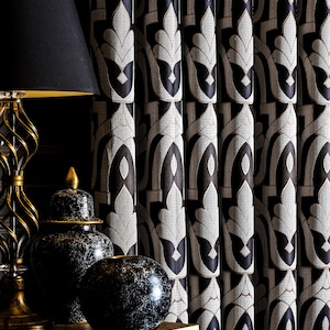 Luxury Black Gold Gray Navy Green Curtains Striped Patterned Fabric  for bedroom living room custom size drape Damask Curtain Gift for Mom