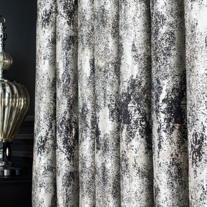Vorhang Panel Gestreift Gemusterter Stoff Luxus Schlafzimmer Wohnzimmer Schwarz Grau benutzerdefinierte Größe drapieren