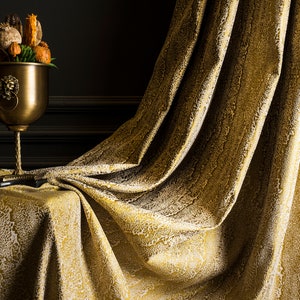 Gold Curtains panel striped patterned fabric luxury bedroom living room custom size drape