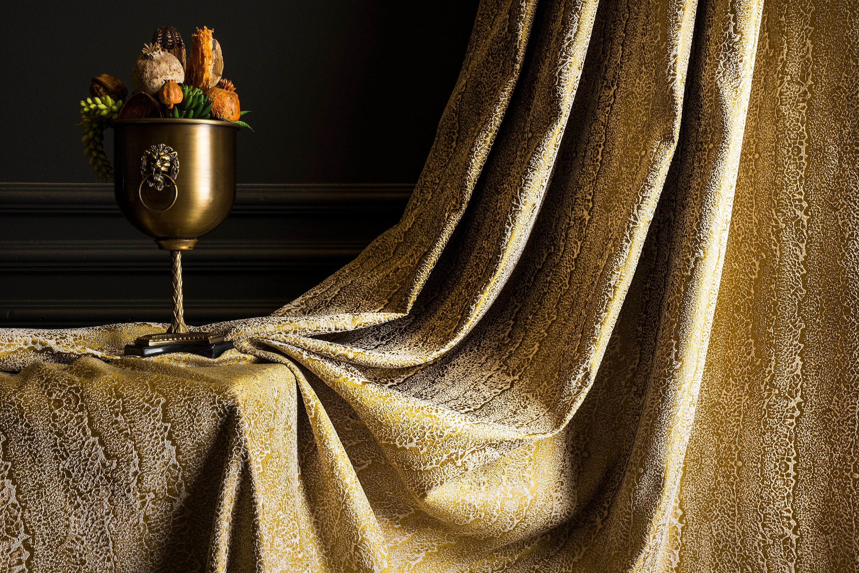 Gold Curtains panel striped patterned fabric luxury bedroom living room custom size drape