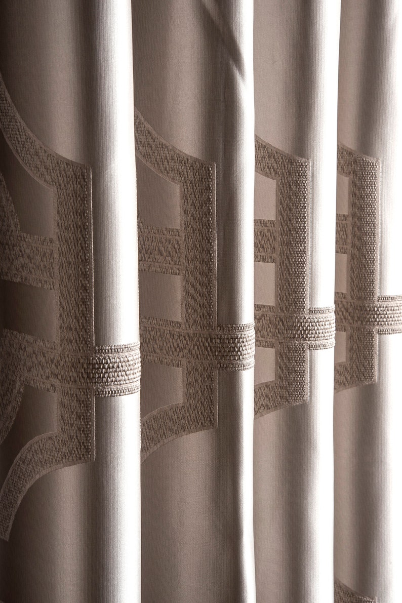 Light Cream,Black,Beige,Gold,Gray,Blue,Yellow Curtains,Luxury Curtains Panel for Livingroom Bedroom,Striped Geometric Patterned Custom Size image 3