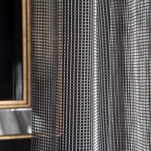 Silver Net Sheer Curtain Panel for Living Room and Bedroom, Luxury Mesh Tulle Fabric, Gold,Copper,White,Brown,Stone Metallic Sheer