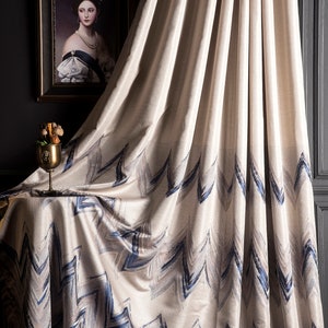 Geometric Striped Curtains: Custom Size Living Room Bedroom Drape