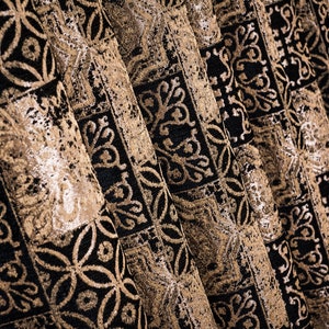 Curtains panel black damask patterned chenille custom size drape luxury bedroom living room modern boho