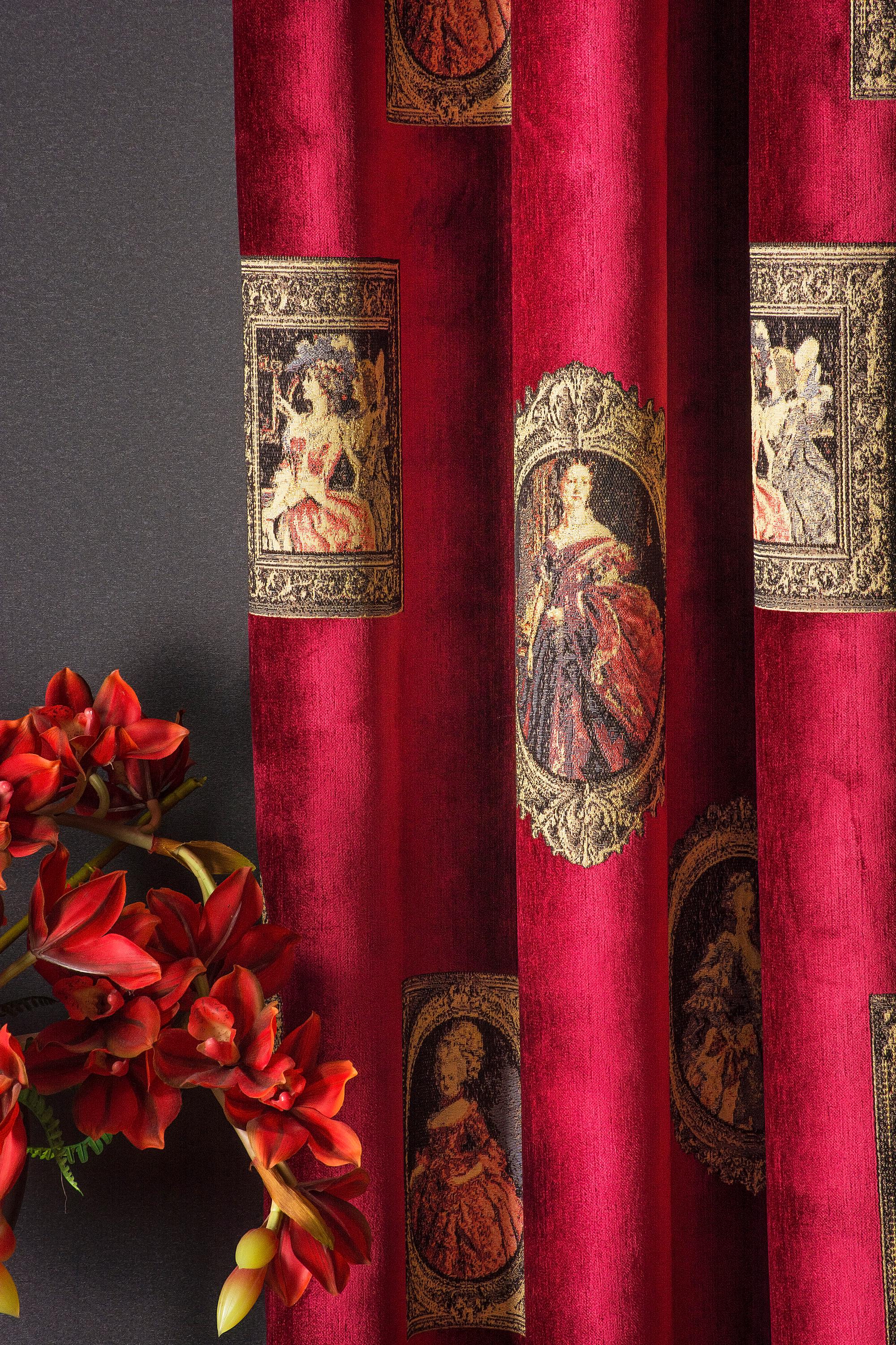 Curtain Renaisance Royal Burgundy Victorian Drape, Luxury Renaissance Portrait Curtain ...