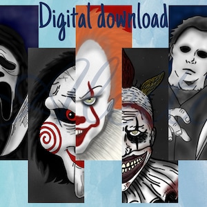 Horror Bookmark Set | Printable Bookmarks | Digital Download