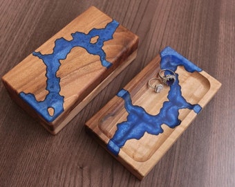 Walnut Wood Jewelry Organizer: Resin Nightstand Catch-All Tray