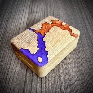 10-Slot Wooden Ring Box: Resin Jewelry Storage Organizer