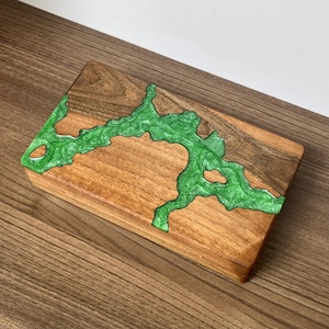 Handmade Wooden Jewelry Box – Resin & Walnut – Custom Colors – Two Sizes – Ring, Earring and Necklace Organizer