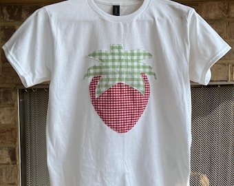 Strawberry Patchwork Baby Tee | One Large Strawberry