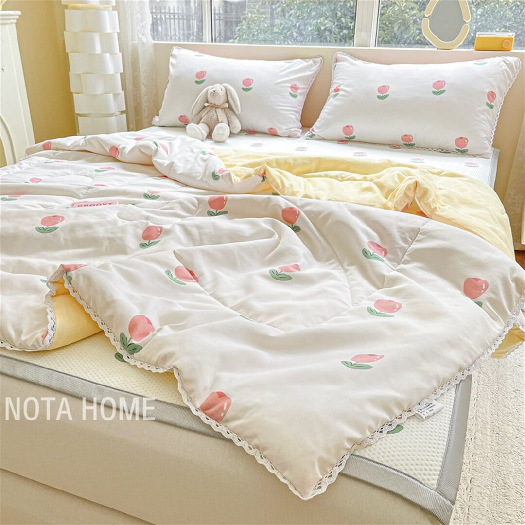 Cotton White Floral Comforter for With Lace Edge