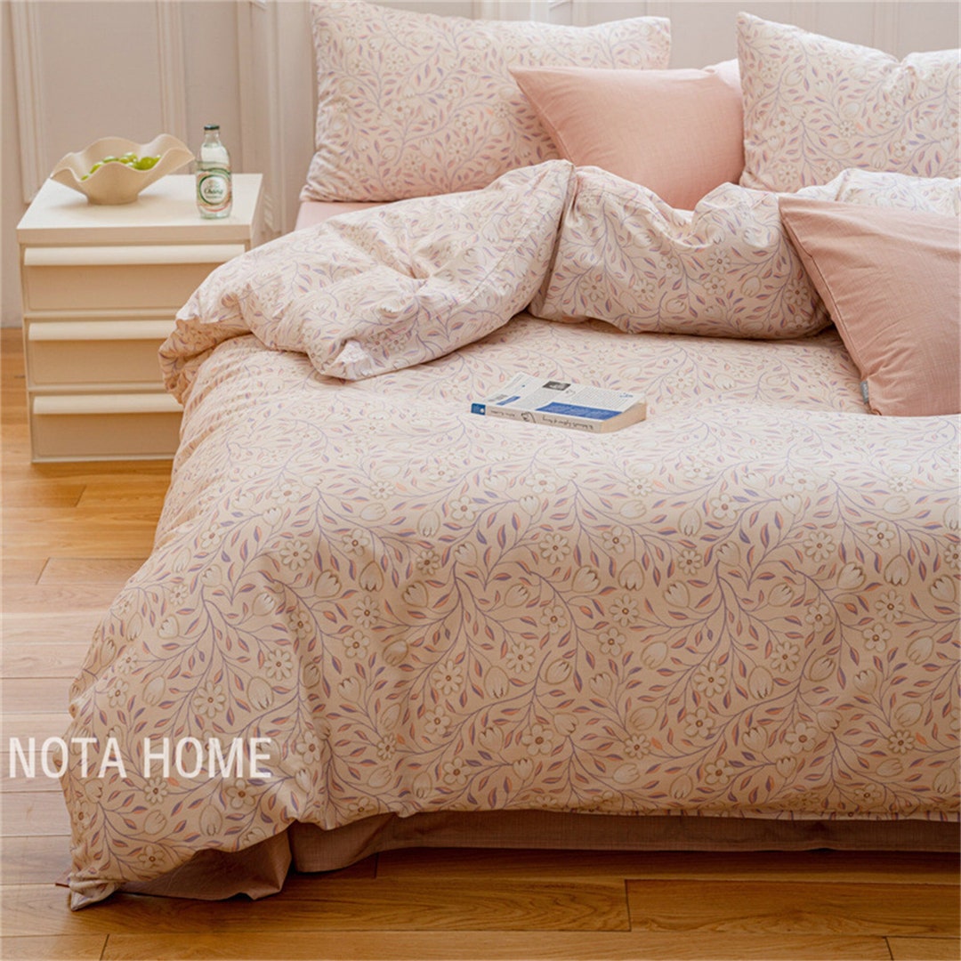 Cotton Purple Floral Duvet Cover Queen/fullduvet Covers Etsy