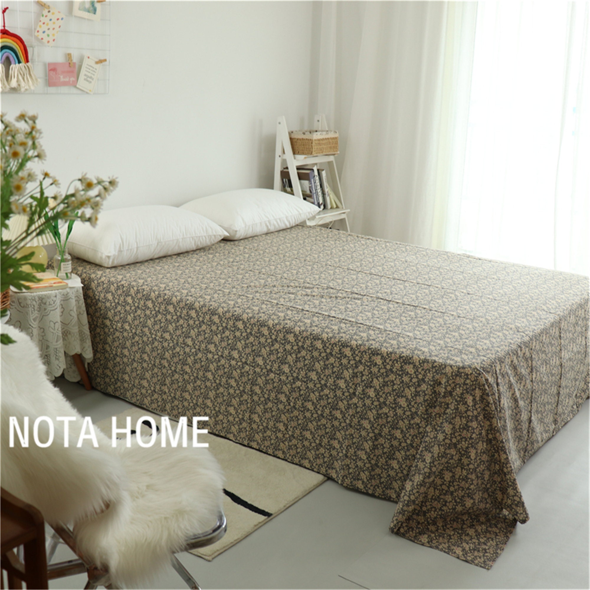 100 Cotton Gray Floral Duvet Cover Twin/full/queen Duvet Etsy