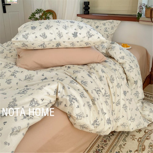 5 Color100 Cotton Beige Floral Duvet Cover Full/queen With Etsy