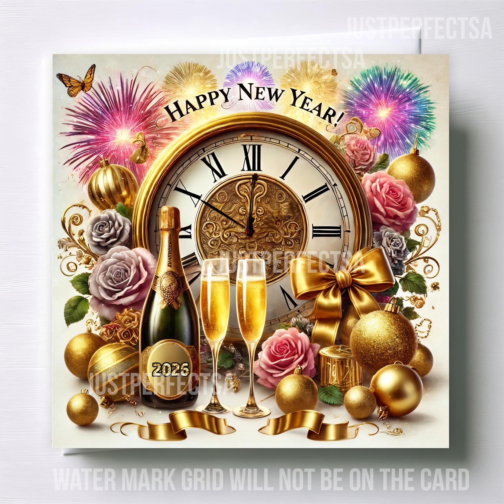 Happy New Year 2026 Card, Welcome 2026 Card,2 Minutes to Go