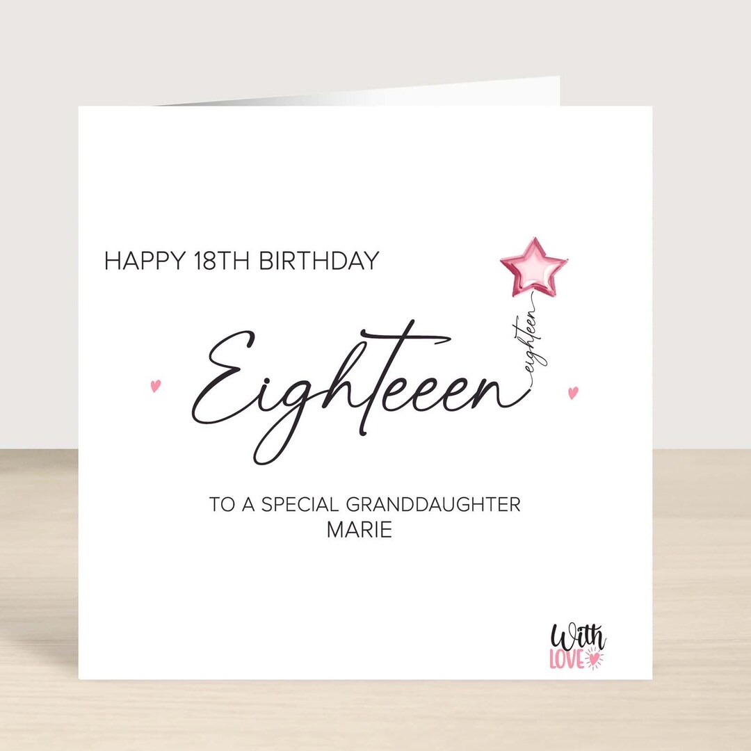 Personalised 18th Granddaughter Birthday Card , Beautiful 18th Birthday ...