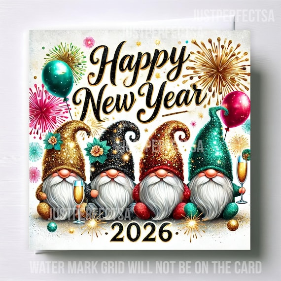 pack of 5,10,30 Handmade Happy New Year 2026 Card |Square card with premium White envelope 6"x6"