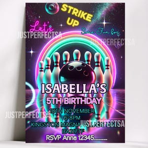 Invitaciones de cumpleaños de bolos personalizadas, invitaciones para fiestas de bolos, invitaciones para bolos para niños y niñas