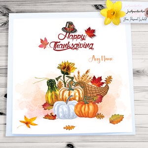 Personalised Pumpkin Happy Thanksgiving Card , Thanks Giving card