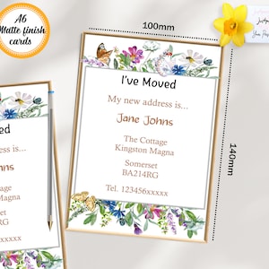 Printed 6 Designs/Personalised Moving House cards, New Home, I/we move/d, Personalised cards English House/I we have moved to London