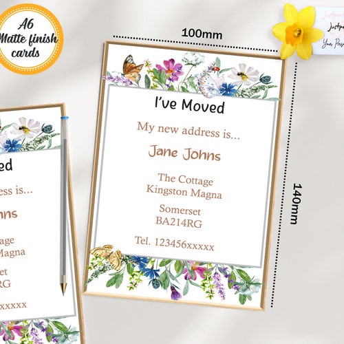 Printed 6 Designs/Personalised Moving House cards, New Home, I/we move/d, Personalised cards English House/I we have moved to London