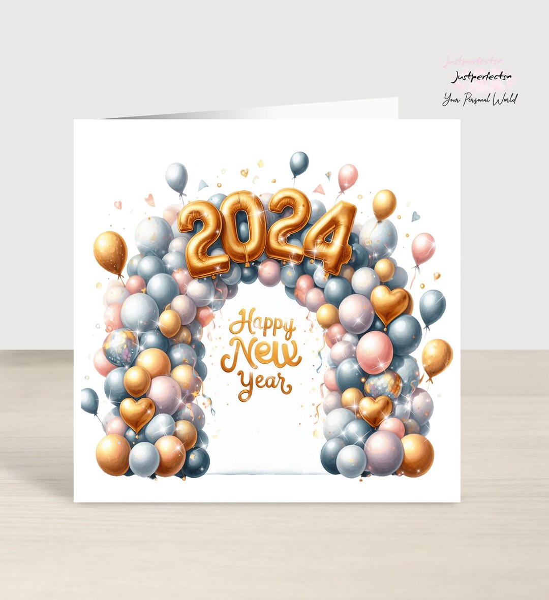 2024 Card,happy New Year 2024 Card, Pack of 5,10,30 , Balloons