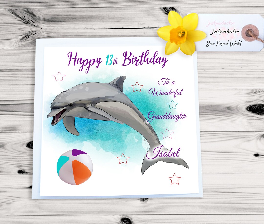 Personalised Birthday Card Dolphin Sea World Theme Card Female Male ...