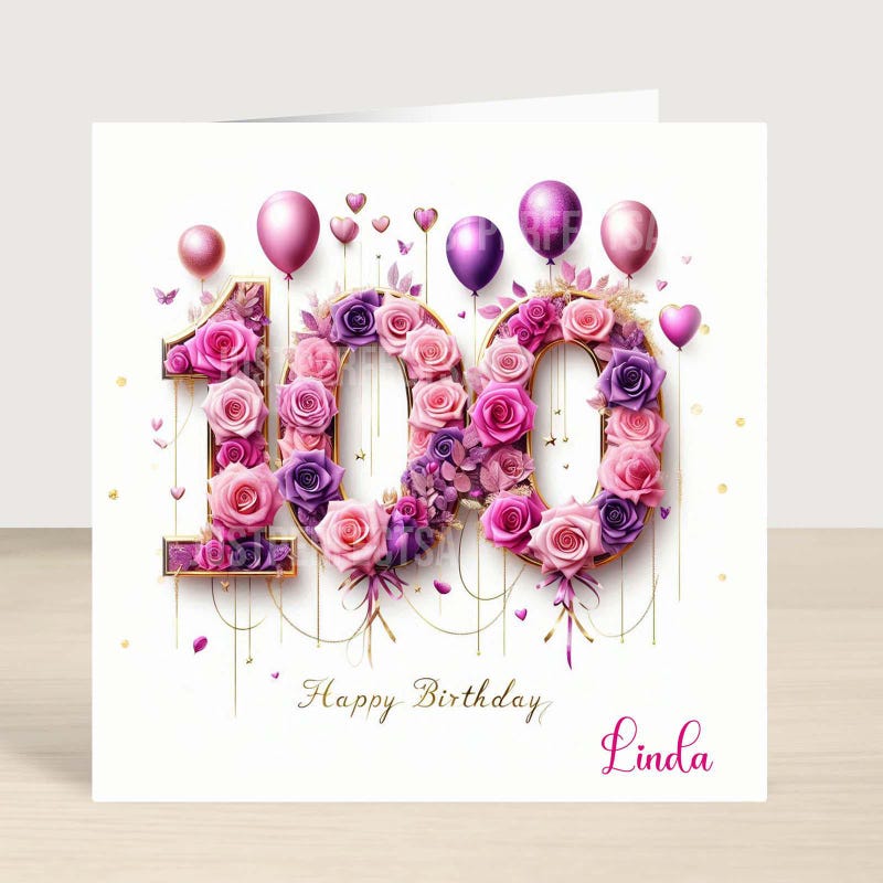 100th Birthday Card - Etsy UK