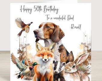 Personalised Working Dog Hunting & Shooting Birthday Card Dad Son Granddad Husband