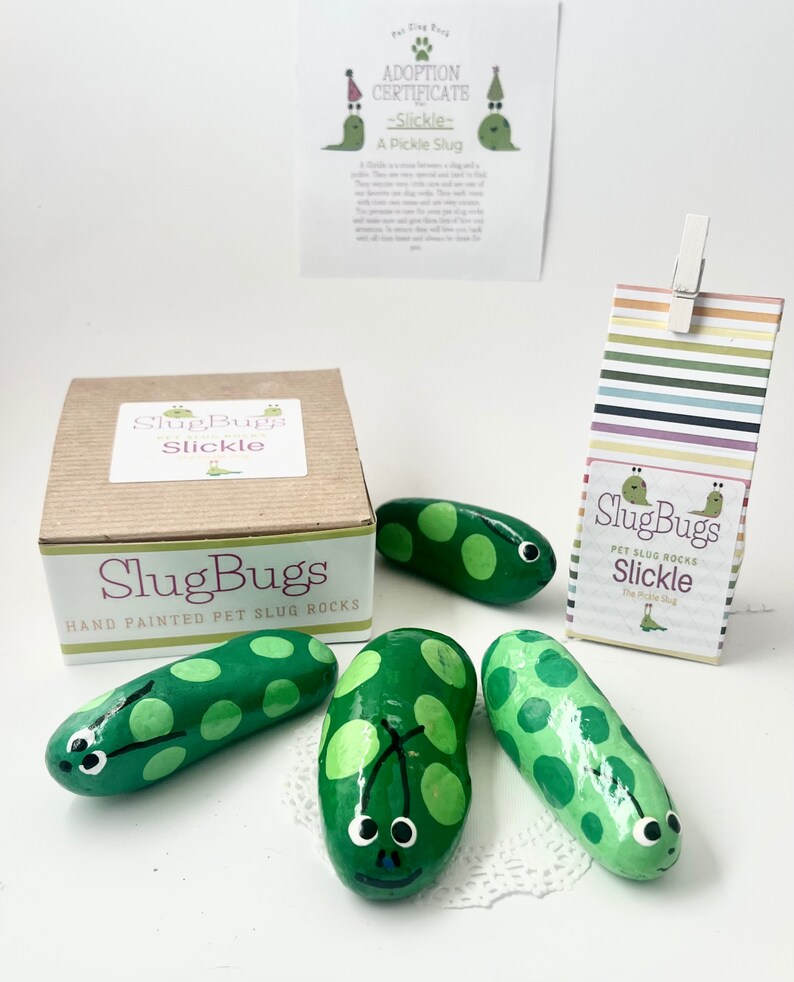 Slickle Pickle Slug Rock Pet Rock Painted Rock Pet Slug Worry Etsy