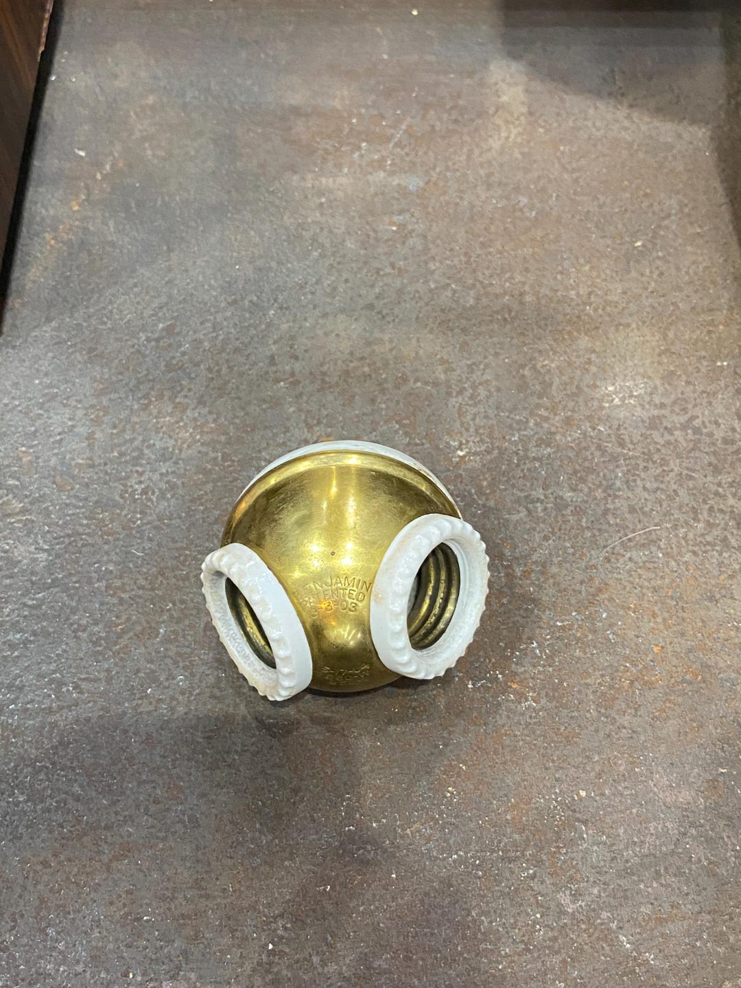 Vintage Benjamin Double Cluster Light Sockets Brass With Porcelain ...