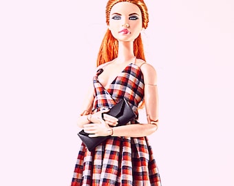Plaid Fashion Doll Dress: Handmade 12-inch Doll Clothes