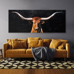 Texas Longhorn Head Canvas Wall Art Decor