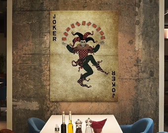 Joker Card Vintage Canvas Wall Art Decor