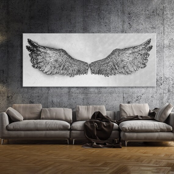 Angel Wings Gold White Canvas Wall Art Decor - Etsy