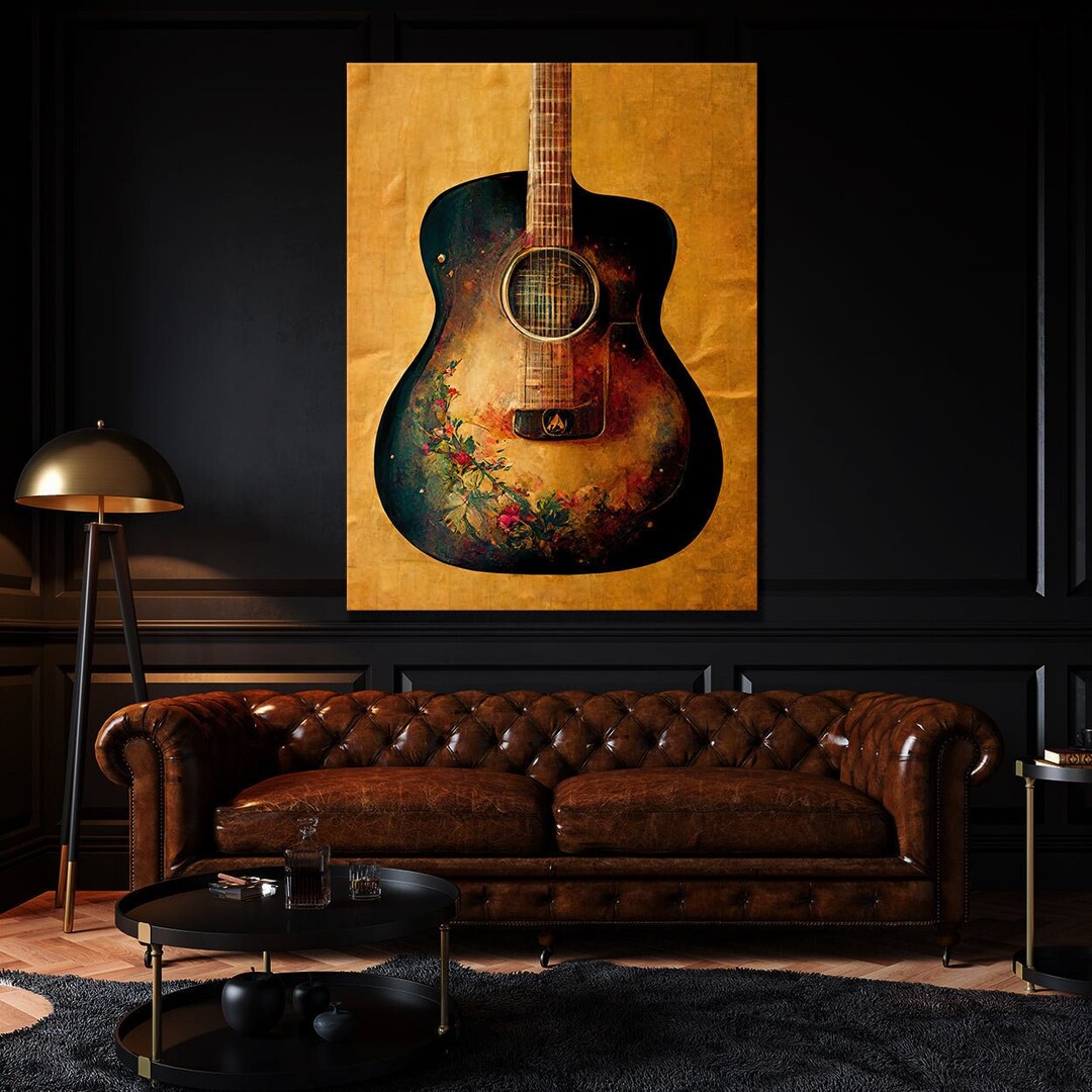 Acoustic Guitar Canvas Wall Art Decor Etsy