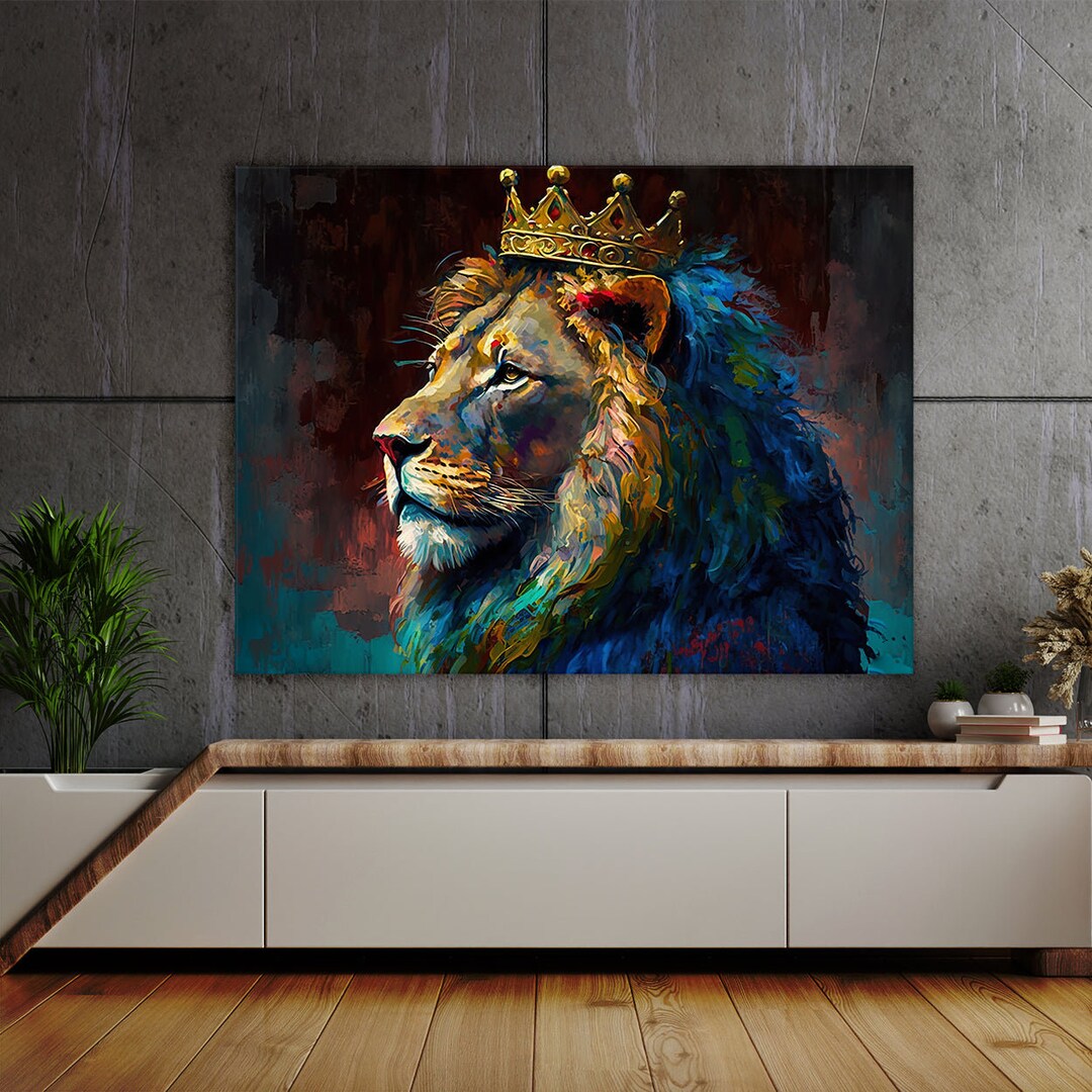 Lion Majestic Crown 58 Canvas Wall Art Decor - Etsy