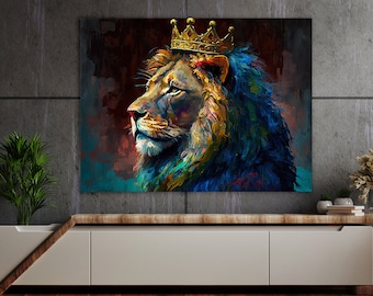 Lion Majestic Crown 58 Canvas Wall Art Decor