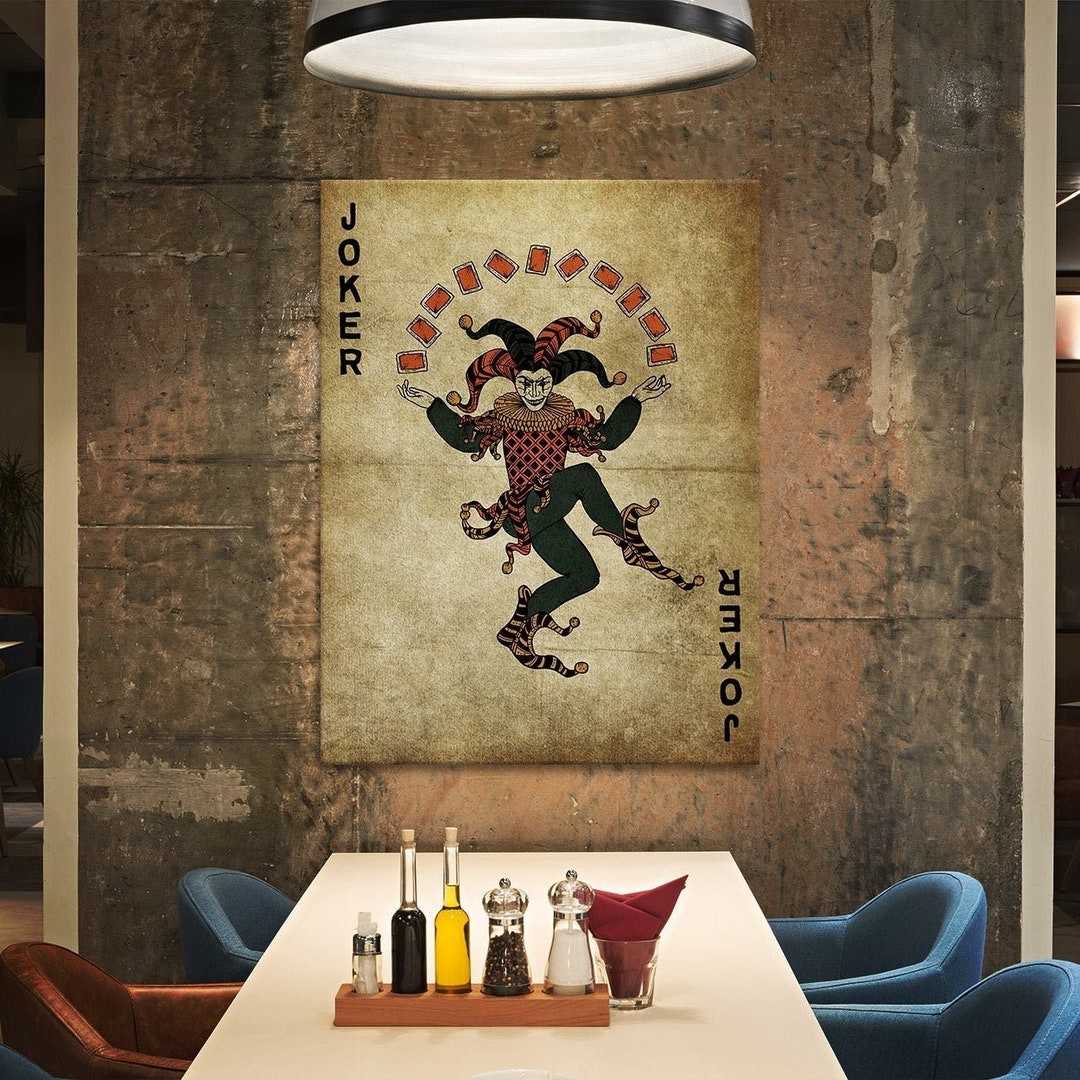 Joker Card Vintage Canvas Wall Art Decor - Etsy