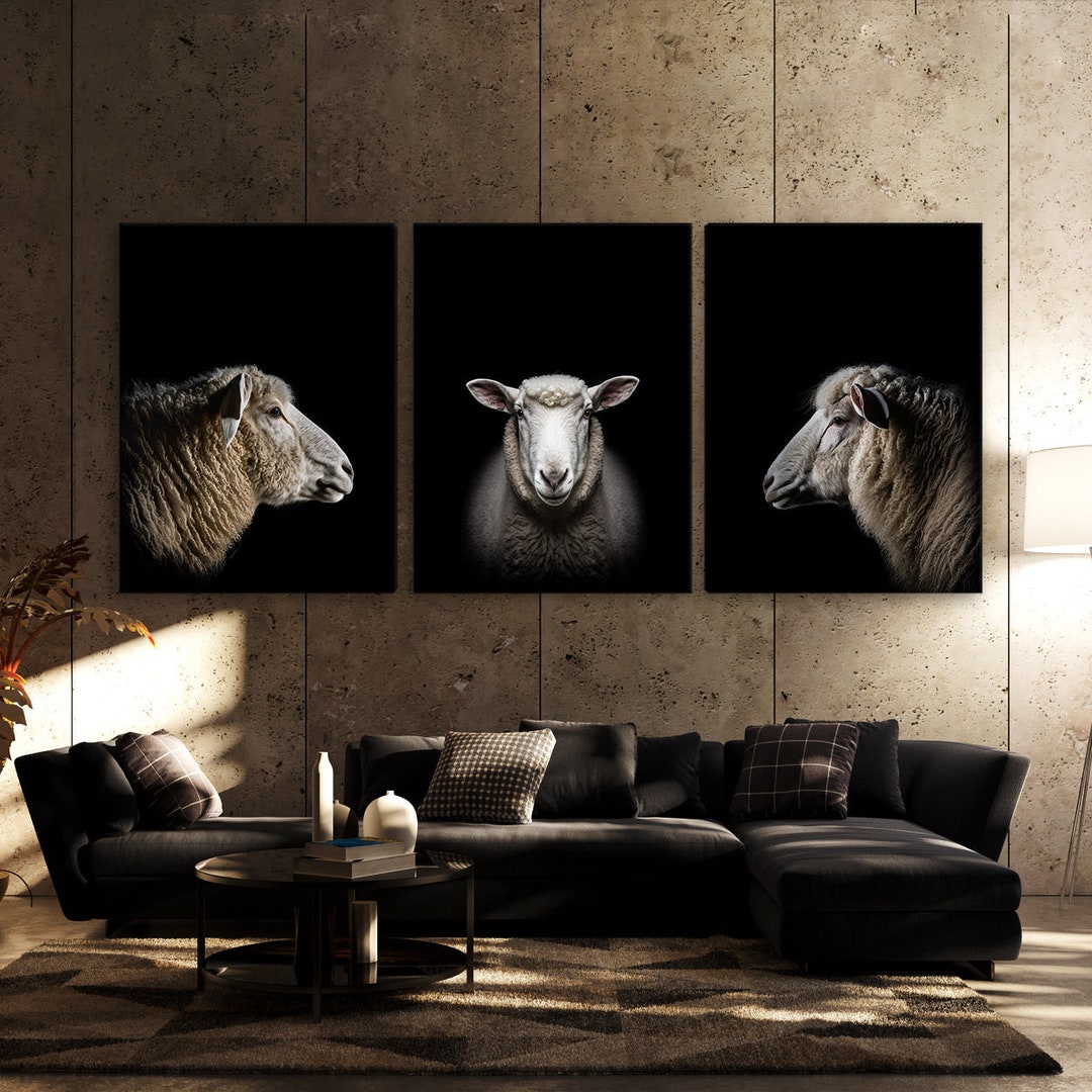 Sheep Canvas Wall Art Decor Etsy
